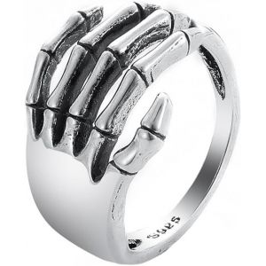 Kahfl-Bague Acier Inoxydable Bagues À Main Tête De Mort Gothique Vintage Squelette Main Doigt Bague Main Knuckle Anneau Punk Effrayant Anneaux Bijoux Pour Femmes Halloween Party Cosplay - Neuf