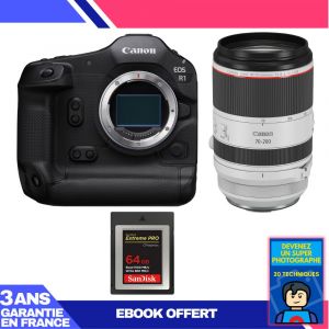 Boitier Canon EOS R1 + RF 70-200mm f/2.8 L IS USM + 1 SanDisk 64GB Extreme PRO CFexpress Type B + Ebook 'Devenez Un Super Photographe - Neuf