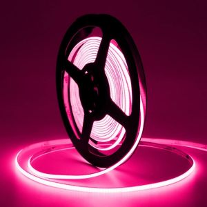 Dc12v Ruban Led Cob Rose, 5m 480led/M N&eacute;on Bande Lumineuse Led, 4mm Led Strip Rubans &Agrave; Led Cob Pour La D&eacute;coration De La Salle Fpv De Voiture(Seule Bande Led) - Neuf
