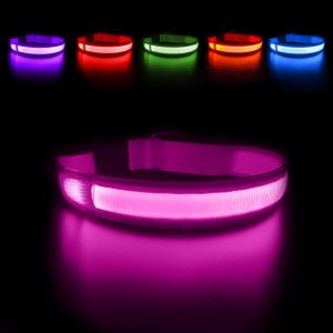 Jgd-Collier Lumineux Chien Rechargeable, Led Collier Chien Etanche Et R&eacute;glable 3 Modes D'&eacute;clairage, Led Clignotant Collier Chien De S&eacute;curit&eacute; Nocturne Pour Petits Moyens Grands Chiens(Rose S) - Neuf