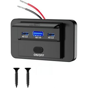 JGD-Prise USB 12v Camping Car Encastrabl, PD 36W et QC3.0 18W Prise 12V/24V Camping-Car Etanche &agrave; Montage en Surface avec Interrupteur Prise USB Voiture pour Moto, Bus, Bateau, Camping-Car, Tableau - Neuf