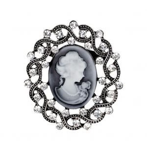 Broche En Alliage Plaque Or Et Strass Pour Femme, Accessoire De Bijouterie (Af036-A) - Neuf