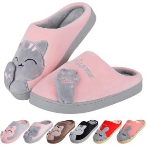 Kalanka-Chaussons Femme Hiver Pantoufles Homme Chaud Peluche Pantoufle Femme Confort Chausson Maison Fille Mignon Pantoufles Chat Antidérapant Chaussures En Coton Intérieure - Neuf