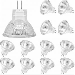 MR11 Ampoules Halogènes (Pack de 12), GU4 12V 20W Halogène Ampoule de Dimmable MR11 GU4 Ampoule avec Couvercle en Verre pour la Lumière du Plafond, 2 Broches de l'Ampoule Halogène, Blanc Chaud 2700K - Neuf