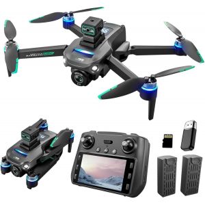 ChenQuanSarl-Drone Gps Avec Caméra 1080P Moteur Brushless,Télécommande Avec Écran 4.5 Pouces,Caméra Esc 120°,Transmission Fpv 5G,20 * 2 Minutes De Vol,Carte Sd,260G - Neuf