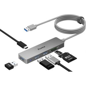 TLP-Hub USB 3.0 6 Ports, Ultra-Fin avec c&acirc;ble &eacute;tendu de 4FT, SuperSpeed 5 Gbps, Port de Lecture SD/TF, Micro USB Port d'alimentation, pour MacBook Pro, Surface Pro, Dell XPS 15, Flash Drive. - Neuf
