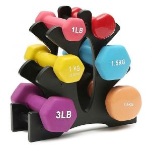 Support Pour 6 Halteres : Cadre Triangulaire En Plastique Pp, Design Compact Et Peu Encombrant, Support De Salle De Sport A Domicile Pouvant Contenir 6 Halteres. - Neuf