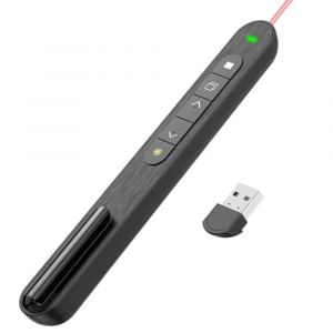 Présentateur sans fil lumière rouge stylo tournant de page 2.4G RF Volume télécommande PPT présentation USB PowerPoint pointeur souris-Noir - Neuf