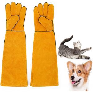 60cm Anti-Morsure Des Gants De Travail, Durable, Anti-Graffio Gant De Cuir Pour La Salle De Bains, La Toilette, La Manipulation Chien, Le Chat, Le Serpent, Le Cercle, Tortues, Reptiles (Orange) - Neuf