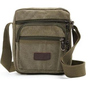 Sac à Bandoulière Homme Militaire - Marque - Toile Vert - Pochette Sacoche Messenger - Neuf