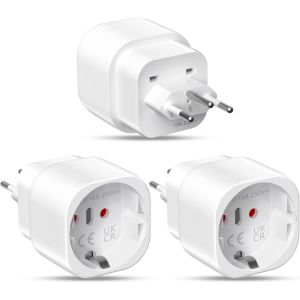 Prise Fran&ccedil;aise vers Suisse 3 pi&egrave;ces Adaptateur de Voyage Suisse, Adaptateur de Voyage Fran&ccedil;ais vers Suisse, Prise Fran&ccedil;aise vers Suisse, Prise de Voyage Suisse Maldives, Rwanda, Liechtenstein - Neuf