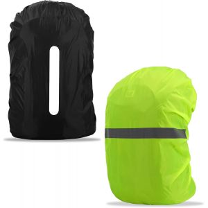 Jgd-Lot De 2 Housses De Sac &Agrave; Dos Imperm&eacute;ables, Housses De Pluie Pour Sac &Agrave; Dos De 18 &Agrave; 30 L, Housses De Sac &Agrave; Dos R&eacute;fl&eacute;chissantes, Haute Visibilit&eacute; Avec Bandes R&eacute;fl&eacute;chissantes Pour Cyclisme, - Neuf