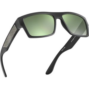 Lunette De Soleil Homme Polarisée, Lunettes De Sport Rectangulaires Avec Fibre De Carbone Et Design Antidérapant[Lunettes1378] - Neuf