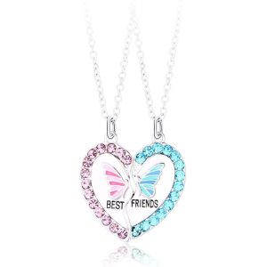 Asas-Collier Femme,Bijoux Femme,Collier D'amitié Pour 2 Fille,Collier Amitier Pour 2 Fille,Papillon Amour Collier Couture Aimant Pierre Collier Alliage Goutte À Goutte Huile Forage Bon Ami Collier - Neuf