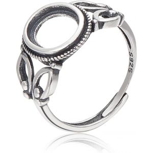 Kal-1 Bo&icirc;te D'accessoires De Bague R&eacute;glables En Argent Sterling Avec Lunette Papillon Et Plateaux De 7.8x9.5 Mm Pour La Fabrication De Bagues Travaux Manuels - Neuf