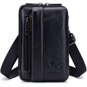 SJZG-Petit Sac À Bandoulière En Cuir Sac De Ceinture Téléphone Pochette Portefeuille Sac À Main Crochet Boucle Étui Taille Sac Banane Voyage Camping En Plein Air Randonnée Sac À Dos Noir - Neuf