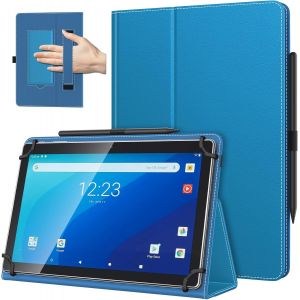 ELVORIX-Coque Universel pour Tablette Androiod de 10,1 Pouces avec Boucle pour Stylet, Coque L&eacute;ger et Pliable avec Main pour Toutes Les Tablettes &agrave; &Eacute;cran Tactile de 9,6 &agrave; 11 Pouces, Vague Bleue - Neuf