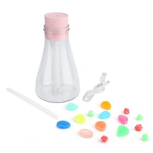 HJLIAN Mini veilleuse LED 500 ml, silencieuse, portable, USB, bouteille, humidificateur, diffuseur d'air, rose - Neuf