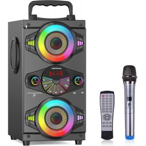 ChenQuanSarl-Enceinte Bluetooth 60 W Portable Sans Fil - Grande Boîte De Son Stéréo Puissante - Pour L'Extérieur - Avec Caisson De Basses - Radio Fm - Lumières Led - Microphone - Neuf