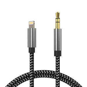 KALANKA-C&acirc;ble auxiliaire pour iPhone 14/13/12/X/11/8/7 Pro Max Cordon auxiliaire de Voiture Lightning Jack 3.5mm Cordon Audio de qualit&eacute; sup&eacute;rieure vers autoradio/Haut-Parleur/Adaptateur Casque - Neuf