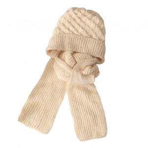 Chapeau D'hiver Pour Femme Avec Écharpe Intégrée, Tricoté Épais Et Chaud, Coupe-Vent, Haute Élasticité, Protection Complète, Voyage En Plein Air, Casquette De Cyclisme Par Temps Froid-Beige - Neuf