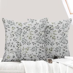 Eryi-Lot De 2 Decorative Housse De Coussin 50x50 Cm Flowers Housse De Canapé Décoratifs Motif Plante À Fleurs Sauvages Taie D'oreiller Pour Maison Salon Chambre Et Ferme - Fleurs Noires - Neuf