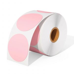 Paquet De 2 Étiquettes Autocollantes Thermiques Pink Circle,Étiquettes Thermiques Directes Rondes Autocollantes Autocollantes,Étiquettes Autocollantes En Rouleau Polyvalentes Pour La Conception De Log - Neuf