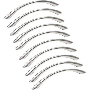 YUJTG-Lot de 10 Poignée Meuble Poignée de Meuble Cuisine Inox - Poignée de Porte Poignée Cuisine Nickel Brossé en Acier Inoxydable Entraxe 128mm - Neuf