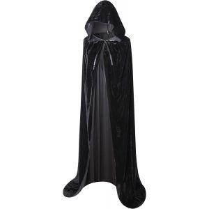 (Noir, 170 Cm) Cagoule Longue En Velours Pour D&eacute;guisement D'halloween - Neuf
