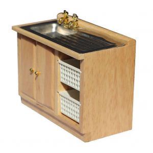 Armoire De Lavabo En Bois Avec &Eacute;vier Miniature Meubles Jouets Pour 1/12 Salle De Bain Cuisine D&eacute;corat - Neuf
