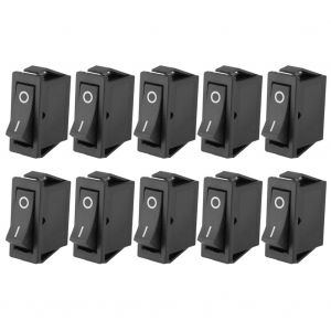 Lot de 10 interrupteurs a bascule noirs a 2 broches et 2 positions pour circuits de bateau ON-OFF - Neuf