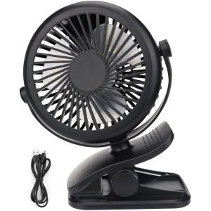 KALANKA-Mini Ventilateur USB, Ventilateur portable silencieux avec batterie rechargeable, 3 vitesses, 360 vitesses rotatives pour chambre à coucher, bureau, poussette, camping - Neuf