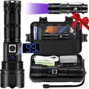 Eryi-Lampe Torche Led Ultra Puissante 500000 Lumens, Torche Led Puissante Rechargeable Avec Zoom, Ip67 Étanche Tactique Torches, 5 Modes Flashlight Pour Camping Randonnée Urgence - Neuf