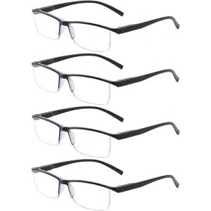 4-Pack Reading Glasses For Men Blue Light Blocking Computer Glasses Black Half-Frame Transparent Lens Reading Glasses - Neuf
