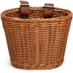 Kal-Panier À Vélo Enfant, Panier Vélo Avant Pour Guidon Enfant, Tricotage À La Main, Maille Serrée, Deux Sangles Réglables & Détachable, Panier Vélo Pour Filles Garçons (Brun) - Neuf