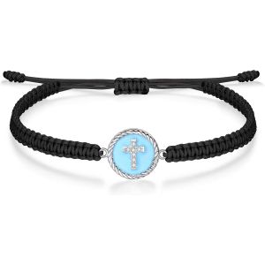 Eryi-Bracelet Cordon Porte-Bonheur, Bracelet Poisson Chrétien Pour Femme, Bijoux Argent 925 Pour Fille Cadeau Communion Baptême, Bracelet Original Fait Main - Neuf