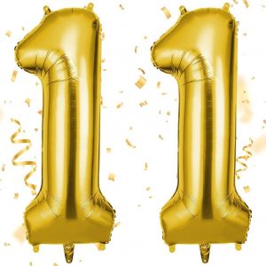 Ballon D'Anniversaire 11 Ans Or, Foil Ballon Num&eacute;ro Chiffre 101Cm, Gonflable H&eacute;lium, Deco Anniversaire 11 Ans Grand Ballons Pour F&ecirc;te Party Mariage - Neuf