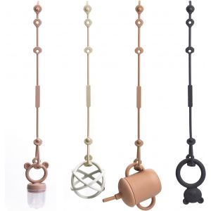 Attrape-Gobelets En Silicone Avec Cha&icirc;ne Factice Pour Jouets De B&eacute;b&eacute;, Sangles De S&eacute;curit&eacute; Sans Bpa Pour Jouets, Sangle De Retenue Pour Gobelet Pour Poussette, Chaise Haute, Si&egrave;ge De Voiture - Neuf