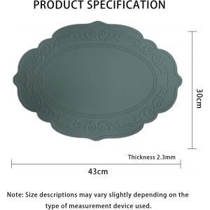 Mevronisshop-Lot De 4 Sets De Table En Silicone Et Set De Table Lavable, Antidérapant Lavable Chaleur Résiste(30 X 43cm), Pour Table À Manger, Restaurant Vert - Neuf