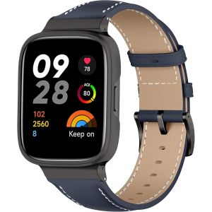 Cuir Bracelet Pour Xiaomi Redmi Watch 3, Hommes Et Femmes De Cuir Bracelet De Remplacement Compatible Avec Xiaomi Redmi Watch 3 - Bleu[Let9136729] - Neuf