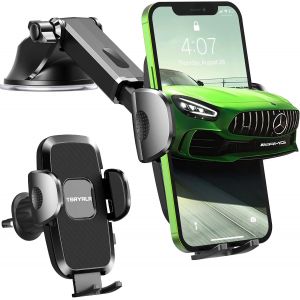 Support de t&eacute;l&eacute;phone Portable Voiture [3 en 1 Version Plus Stable] Support de t&eacute;l&eacute;phone Portable avec Ventouse & Ventilation Rotatif &agrave; 360&deg; Support de Voiture s&ucirc;r pour iPhone/Samsung etc. - Neuf