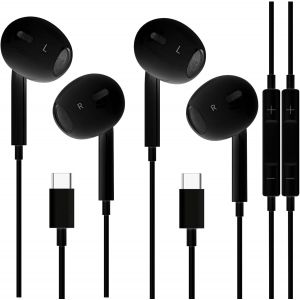 KALANKA-Lot de 2 &Eacute;couteurs USB C [certifi&eacute;s MFi] &Eacute;couteurs Intra-Auriculaires avec C&acirc;ble pour Apple iPhone 17/16/15 Pro/Pro Max/Plus, Samsung Galaxy, &Eacute;couteurs filaires avec Microphone St&eacute;r&eacute;o HiFi (N - Neuf