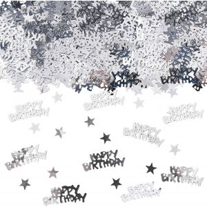 Lot De 500 Confettis Argentés Happy Birthday - Décoration De Table À Paillettes - Décoration D'anniversaire - Serpentins - Neuf