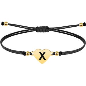 Eryi-- Bracelet Lettre Initiale A - Z En Acier Inoxydable Avec Fil Ciré, Bracelet Femme Ou Homme, Bracelet Coeur Avec Lettre Gravée, Cadeau Pour Mère, Fille, Amie, Petite Amie - Neuf