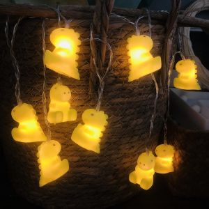 KAL-Guirlande Lumineuse Dinosaure Avec 20 Led Blanc Chaud À Piles & Cable Usb Pour Intérieur/Extérieur Chambre Des Enfants Fête Noël Décoration (3M/20Led, Dinosaure) - Neuf