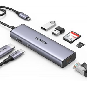 NAERYUT-Hub Usb C Ethernet Gigabit Hdmi 4K Pd 100W 7 En 1 Docking Station Adaptateur Rj45 Lecteur De Carte Sd Compatible Avec Iphone 16 15 Macbook Ipad Air Pro 2024 Mac Mini M4 Surface Steam Deck - Neuf