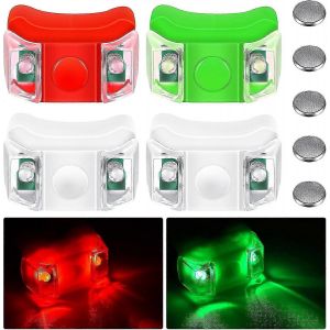 4 Pièces Feux D'étrave De Bateau Led Feux De Navigation De Bateau Avec 5 Pièces Piles Bouton Pour Bateau Kayak Po - Neuf
