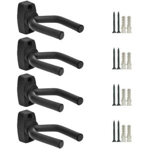 4 Pack Guitare Mural Porte Manteau Noir Guitar Hanger Crochet Du Mur D'affichage Titulaire Stand Avec Des Vis - Facile À Installer - S'adapte À Toutes Les Tailles De Guitares - Neuf