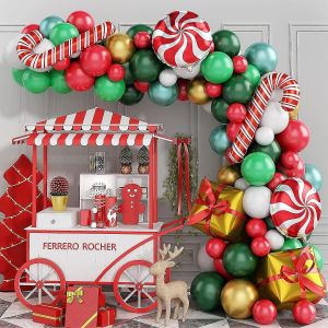 Noël ballon guirlande arche kit - 79pcs 10/5"" Noël rouge vert or blanc ballons décoration - Neuf