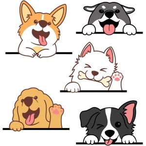 Stickers muraux 3D 5 animaux de compagnie Chien Chiot Stickers Vinyle D&eacute;cor,Stickers Chien,Autocollant Voiture Chien,Stickers Muraux Animaux - Neuf
